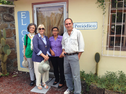 Left to right: Cecilia Alvear; Judy Muller; reporter Marylu Abril and editor Enrique Ramos of El Colono. 